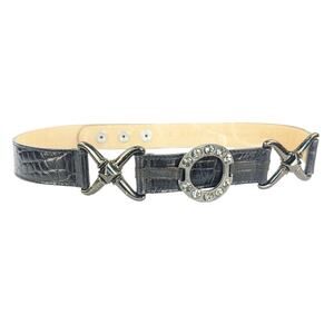 Streets Ahead Croc Embossed Leather Belt With Rhinestones Size S